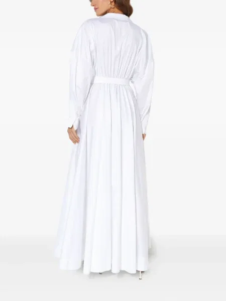 Rochie tip cămașă Norma Kamali de costum alb