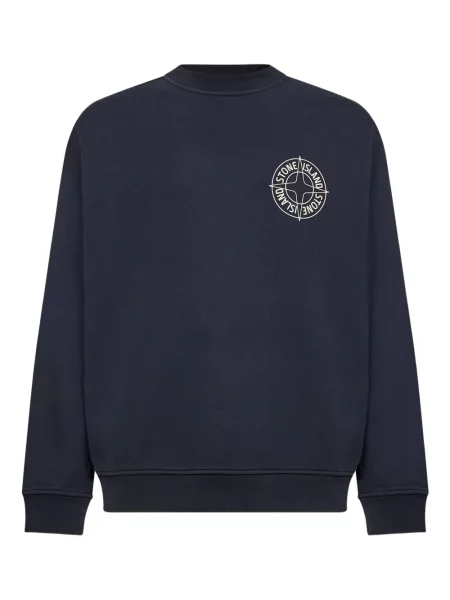 Hanorac crewneck Stone Island cu strasuri albastru