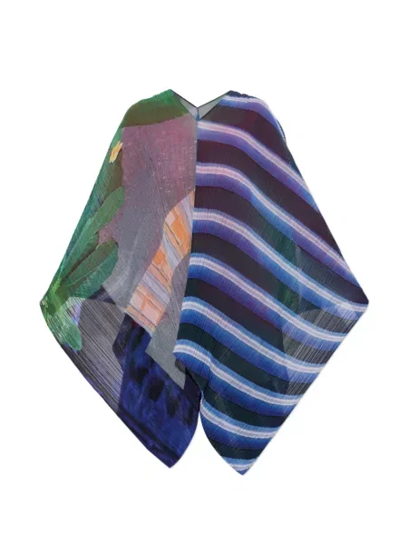 Poncho Pleats Please Issey Miyake plisat albastru