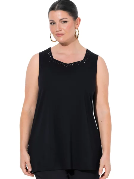 Ulla Popken Top / strieborná čierna