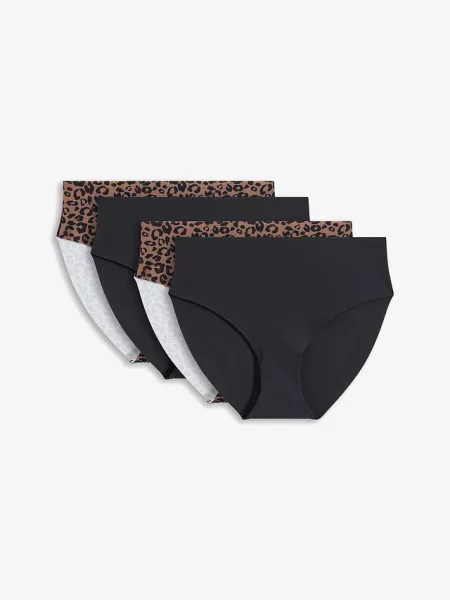 Figi maxi panty nieodznaczające się pod ubraniem z mikrofibry 4 pary czarne