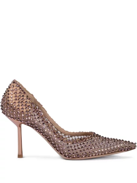 Pantofi cu toc Le Silla plasă de cristal roz