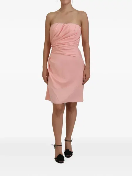 Rochie mini Dolce & Gabbana drapată fără bretele roz