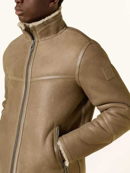 Belstaff Kožená Bunda Highland hnědá béžová