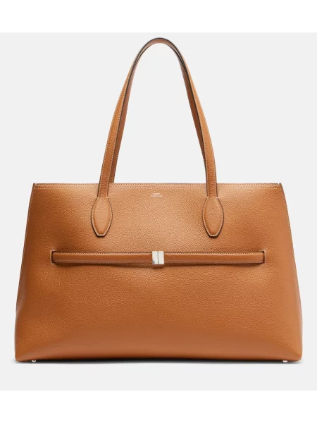 Geanta de piele Toteme din piele mari maro
