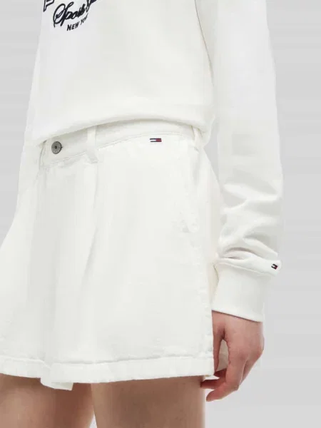 Rozkloszowana spódnica mini z czystej bawełny Tommy Jeans beżowa
