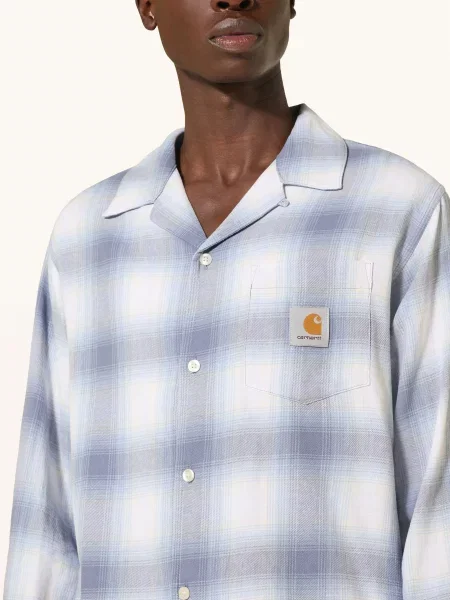 Carhartt Wip Košile Tyers Comfort Fit modrá / tmavě modrá bílá