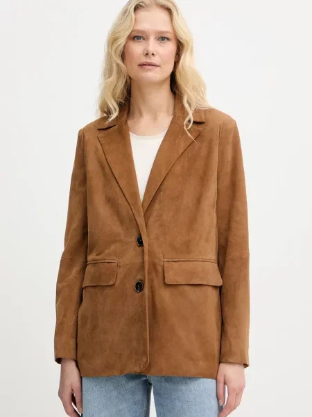 Marella geacă de piele întoarsă FULMINE maro