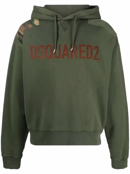 Hanorac cu glugă Dsquared2 cu imagine verde