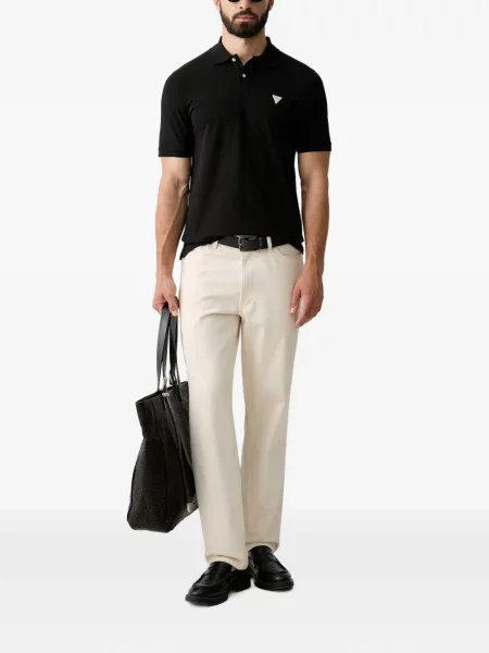 Tricou polo Guess cu autograf negru
