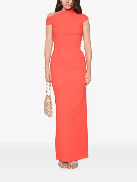 Rochie maxi Solace London asimetrică portocaliu