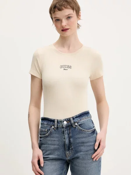 Tričko Guess Jeans béžová