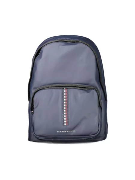 Lniany plecak Tommy Hilfiger niebieski