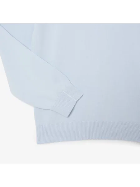 Lacoste Jednokolorowy Sweter Z Okrągłym Dekoltem niebieski