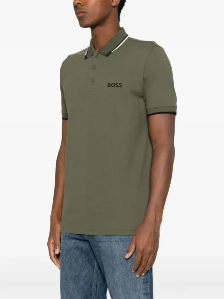 Tricou polo Boss cu imagine verde