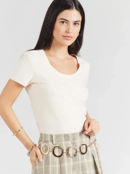 GUESS Tricou galben deschis portocaliu