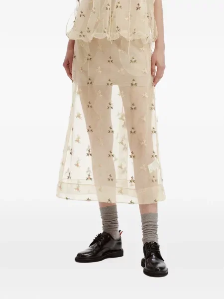 Fustă midi Simone Rocha cu model floral din tul