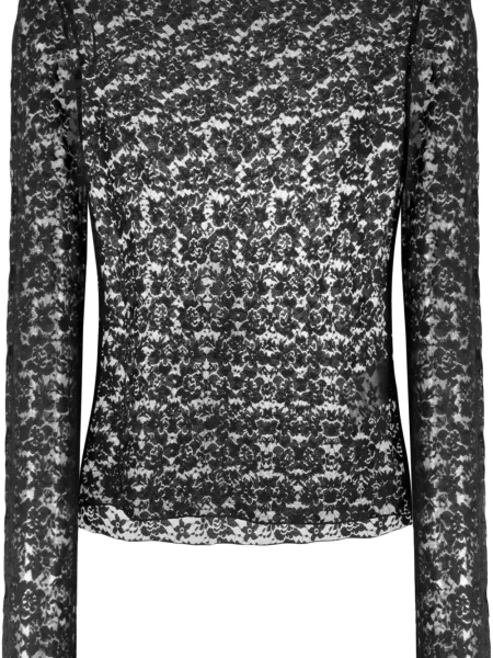 Top Rotate cu model floral din dantelă negru