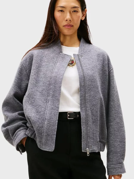 Вовняний бомбер Tommy Hilfiger сірий