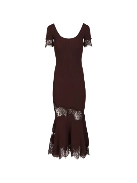Rochie midi Self-portrait din dantelă maro