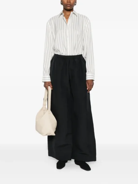 Pantaloni The Row de mătase negru
