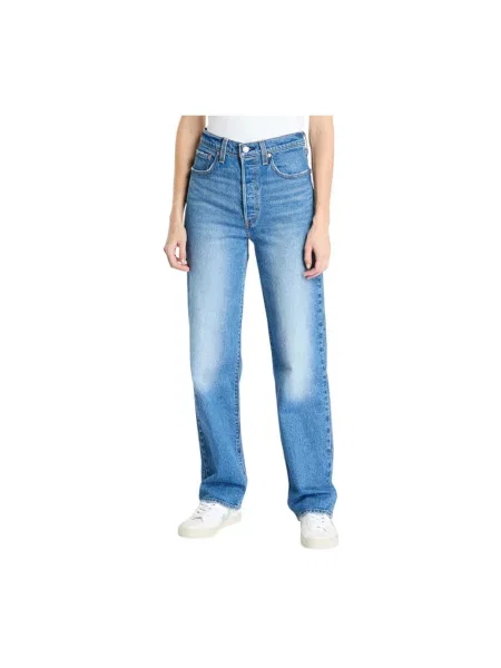 Levi's jeansy RIBCAGE FULL LENGTH high waist niebieskie