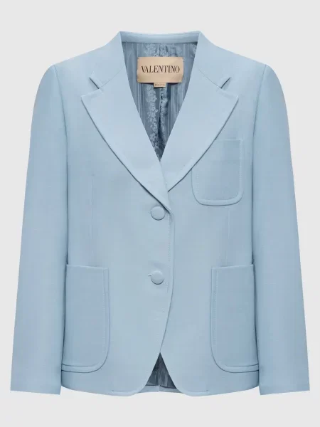 Жакет з вовни та шовку Valentino блакитний