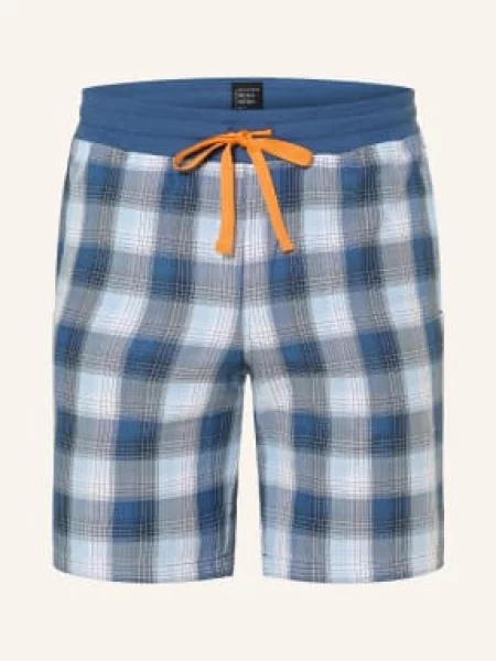 Schiesser Spací Šortky Mix+Relax modrá / oranžová bílá