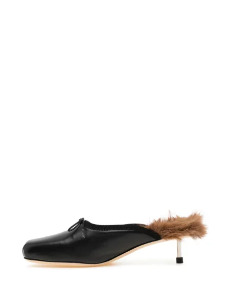 Blană artificială papuci tip mules Simone Rocha negru