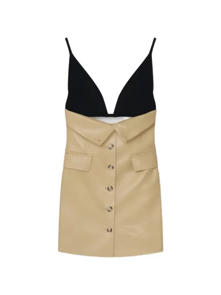 Rochie mini Nanushka cu decolteu în V galben