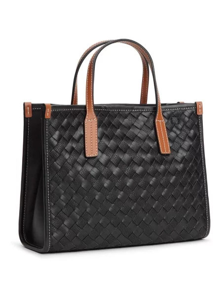 Geantă shopper Tommy Hilfiger din piele negru