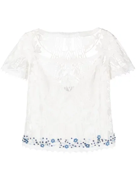 Haftowana bluzka Gemy Maalouf koronkowa biała