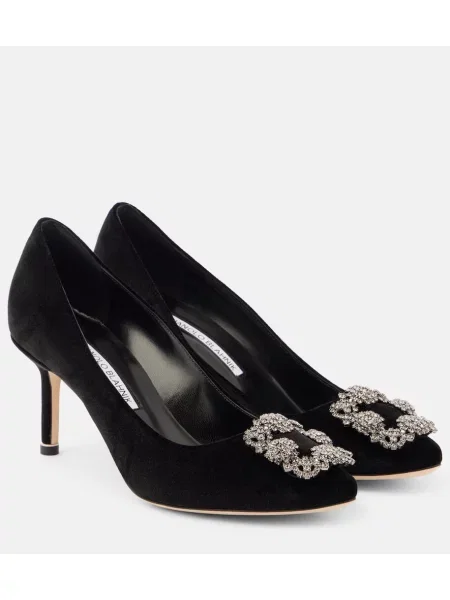 Pantofi cu toc Manolo Blahnik de catifea negru