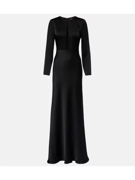 Rochie maxi Max Mara din satin de costum negru