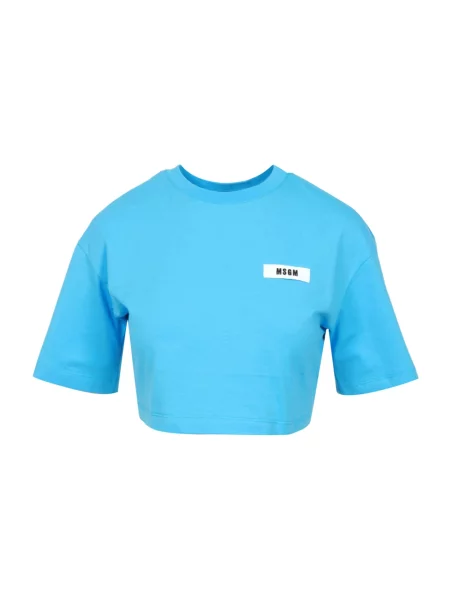 Koszulka Msgm z logo o skróconej długości niebieska