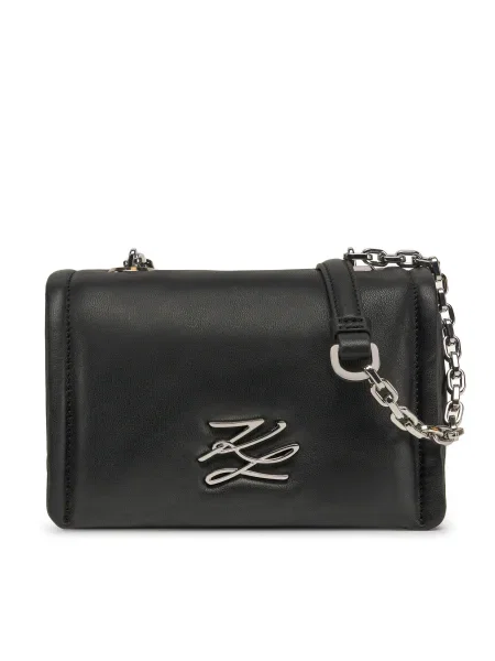 Кожена чанта Karl Lagerfeld черно