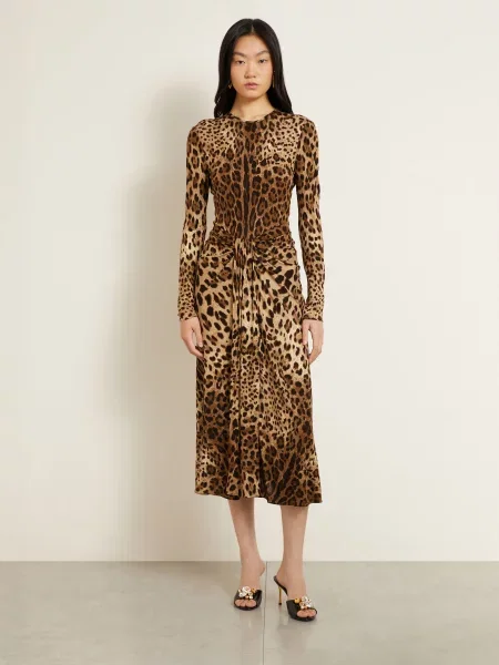 Dolce & Gabbana Jerseyové Šaty hnědá / světle hnědá černá