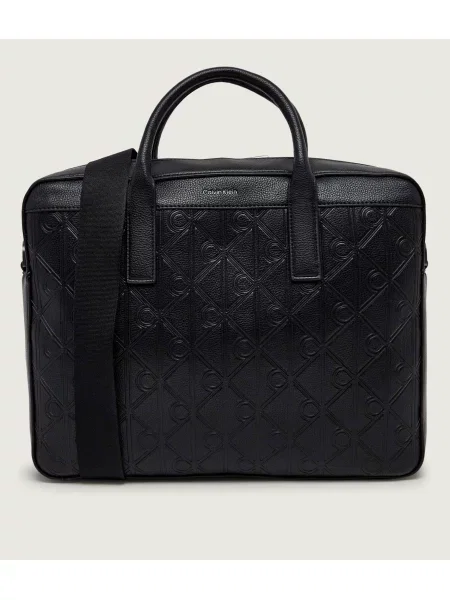 Servietă Calvin Klein Emblem Aop Deboss negru