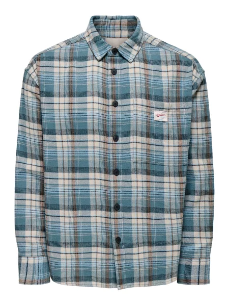 Only & Sons Cămașă ONSJack ecru / cyan / maro negru