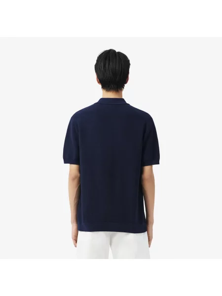 Lacoste Classic Fit Dzianinowa Koszulka Polo granatowy