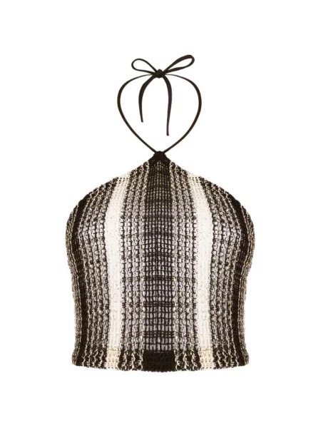 Top Missoni cu dungi cu gât halter negru