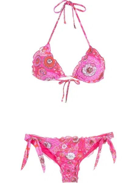 Bikini Amir Slama cu model floral cu imagine roz