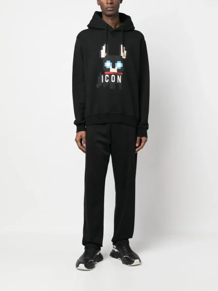 Hanorac cu glugă Dsquared2 cu imagine negru