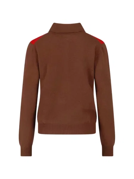 Tricou polo Prada din cașmir cu model argyle maro