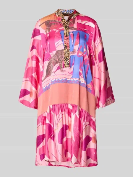 Sukienka mini w kroju relaxed fit z czystej ze zwierzęcym nadrukiem Miss Goodlife