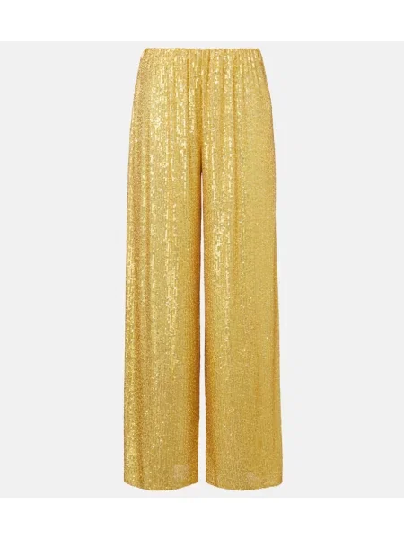 Pantaloni Norma Kamali cu talie înaltă auriu