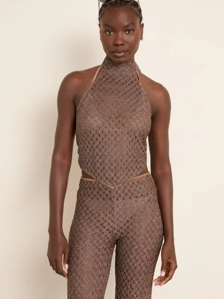 Dzianinowy top Missoni brązowy