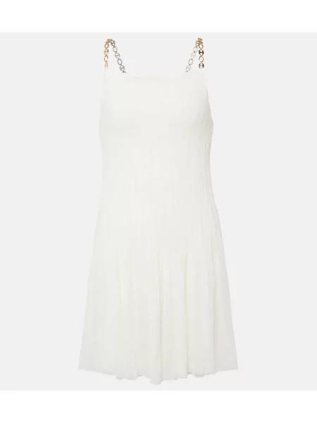 Colier Rabanne de mătase plisat alb