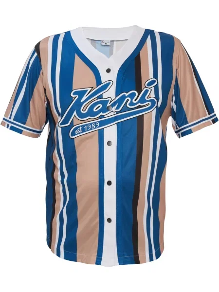 Karl Kani Tricou Varsity albastru închis / maro / negru alb