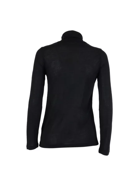 Sweter z golfem Majestic Filatures z kaszmiru z długim rękawem czarny